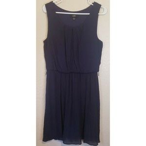 AGB Womens Sleeveless Crinkle Knit Dress Blue Pleated Elastic Waist, Size Large